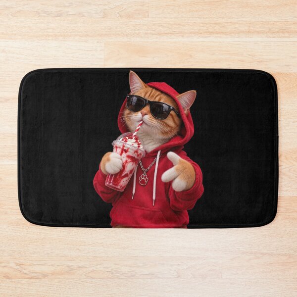 Item preview, Cool Orange Cat Drinking Red Strawberry Shake designed and sold by RedaSouq.