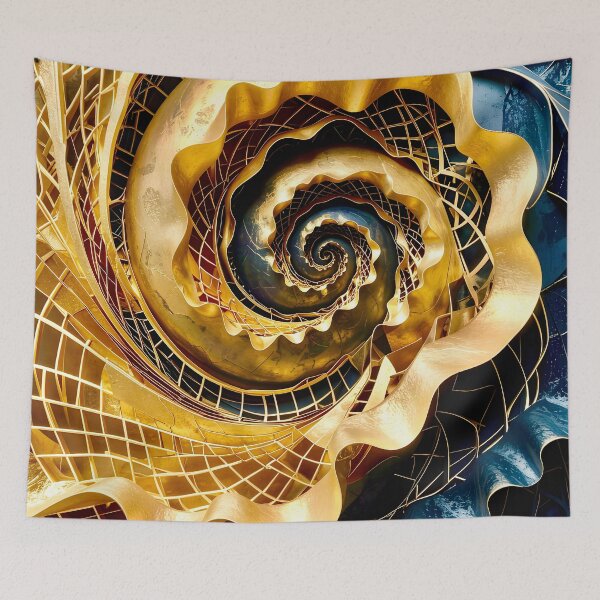 Item preview, Spiral Structure in Gold Blue Obsidian  designed and sold by Vicky Brago-Mitchell®.