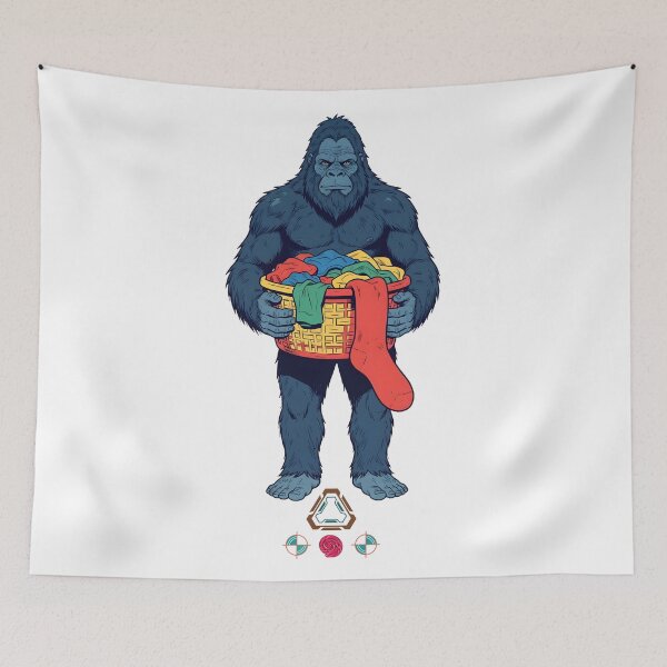 Item preview, Bigfoot Doing Laundry with Giant Sock - Funny Sasquatch Chores designed and sold by Whimsy Trail Co.