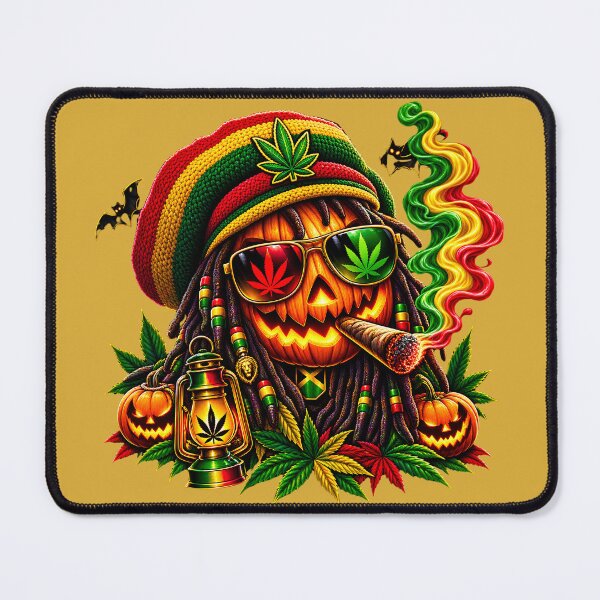 Item preview, Rasta Pumpkin Weed Halloween Jack O Lantern designed and sold by digitalbob60.