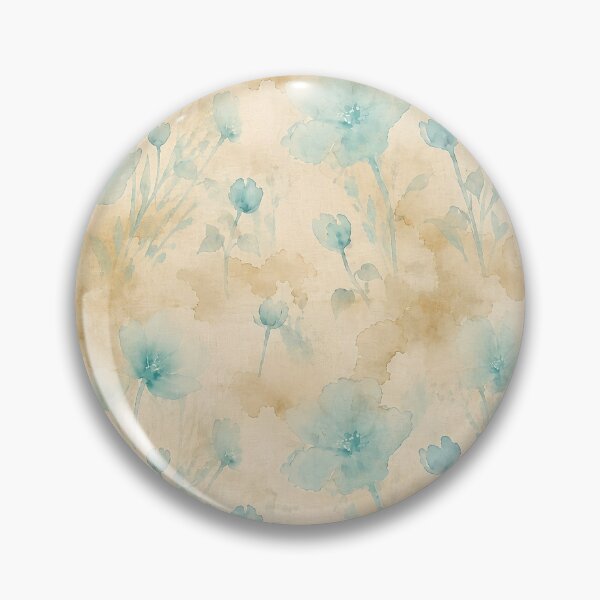 Item preview, Vintage tea stain botanical turquoise florals – Seamless Linen Repeat Pattern designed and sold by RescueHeart10.