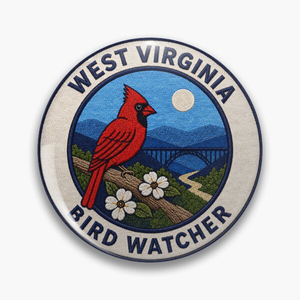 Item preview, West Virginia Bird Watcher – Northern Cardinal Patch designed and sold by The-Drip-Studio.