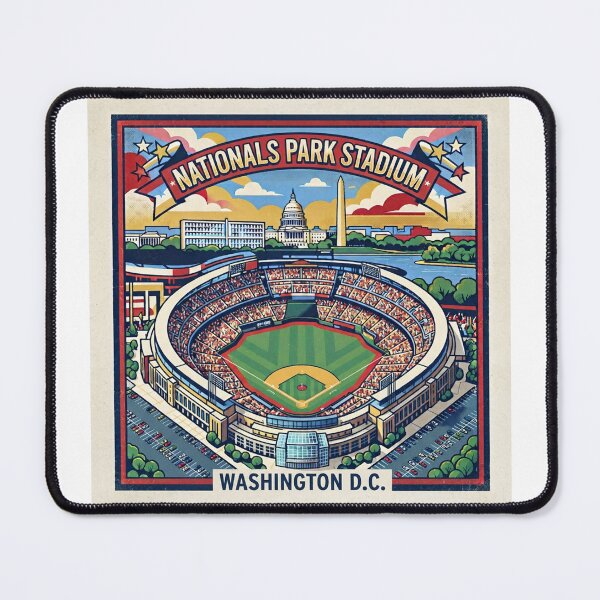 Item preview, Nationals Park Stadium Retro Art Poster - David Hockney Style Square Print designed and sold by subjectivityxx.