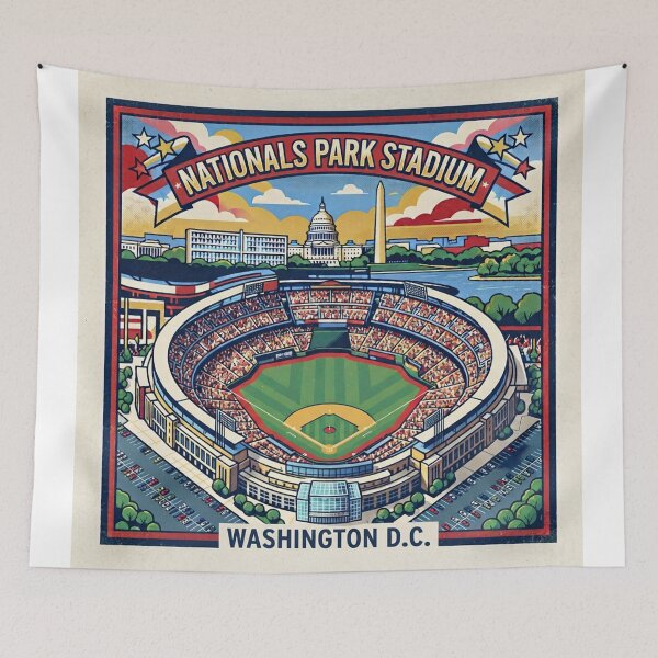 Item preview, Nationals Park Stadium Retro Art Poster - David Hockney Style Square Print designed and sold by subjectivityxx.