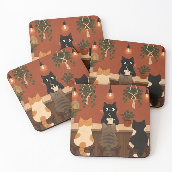 Item preview, Cozy Cat Cafe Barista Kitten Coffee Shop Botanical Retro Aesthetic Graphic designed and sold by The Upside Down.
