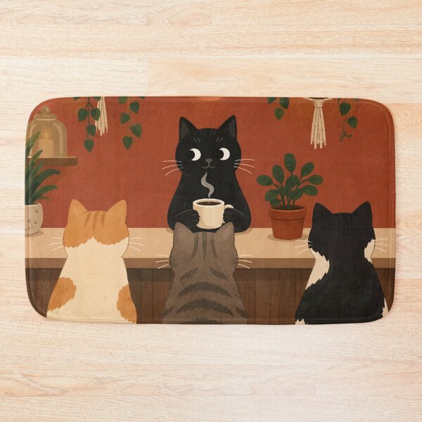 Item preview, Cozy Cat Cafe Barista Kitten Coffee Shop Botanical Retro Aesthetic Graphic designed and sold by The Upside Down.
