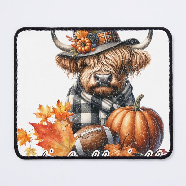 Item preview, Autumn Highland Cow with Pumpkin & Football – It’s Fall Y’all designed and sold by NotasCreativa.