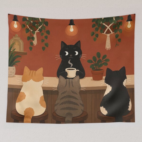 Item preview, Cozy Cat Cafe Barista Kitten Coffee Shop Botanical Retro Aesthetic Graphic designed and sold by The Upside Down.