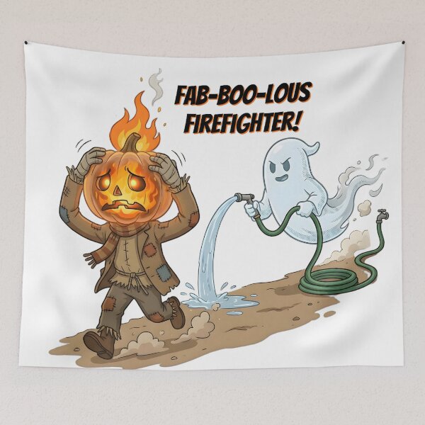 Item preview, Fab-BOO-lous Firefighter Ghost - Scarecrow | Halloween designed and sold by GuildedWordGraphics.
