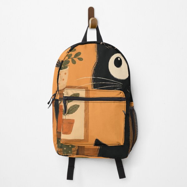 Item preview, Black Cat With Bird On Head Cute Whimsical Botanical Aesthetic Art designed and sold by The Upside Down.