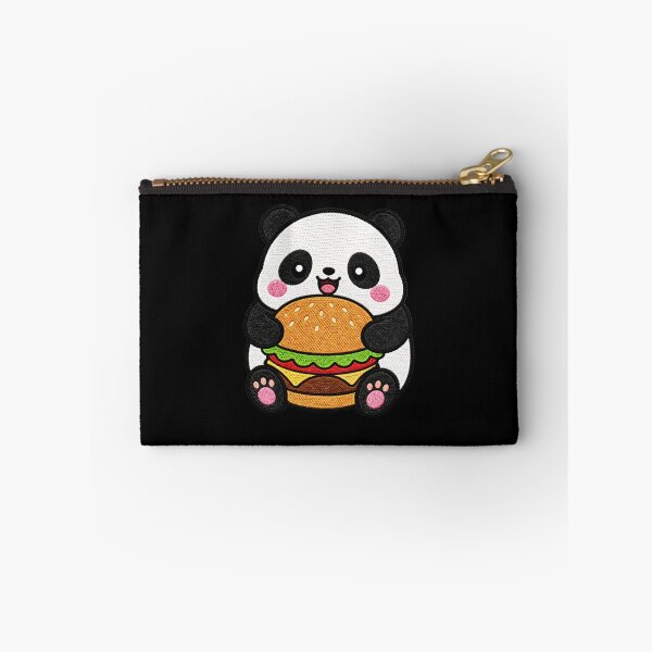 Item preview, Chubby Panda Holding Burger Kawaii Embroidery Patch designed and sold by ColorSplash123.