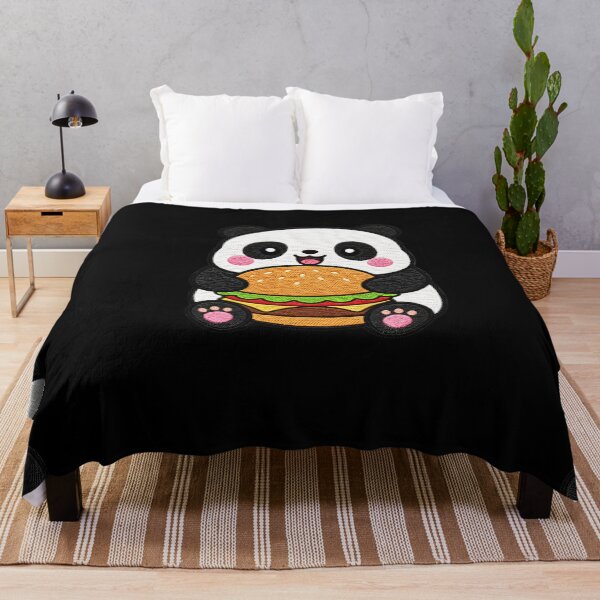Item preview, Chubby Panda Holding Burger Kawaii Embroidery Patch designed and sold by ColorSplash123.