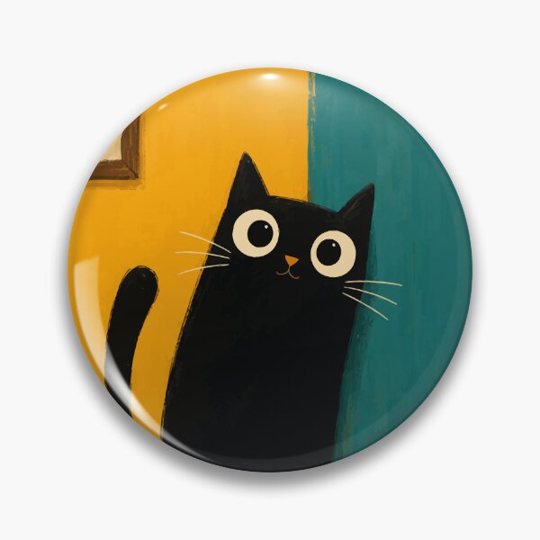Item preview, Black Cat Peeking Around Corner Cute Whimsical Botanical Home Decor Art designed and sold by The Upside Down.