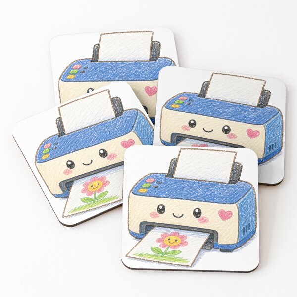Item preview, Cute Kawaii Printer Hand Drawn Crayon Illustration designed and sold by Tav14.