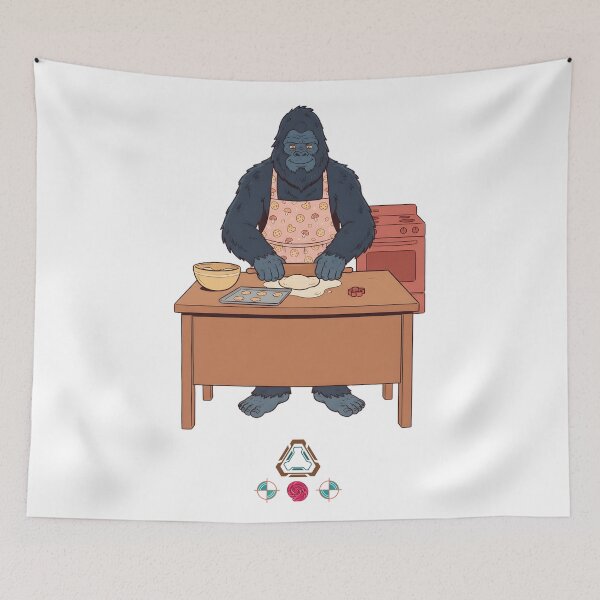 Item preview, Cozy Sasquatch Baking Fresh Cookies in Cute Apron designed and sold by Whimsy Trail Co.
