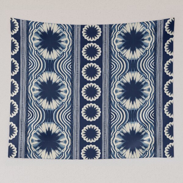 Item preview, Indigo Shibori Boho Abstract Stripe designed and sold by arteresting-art.