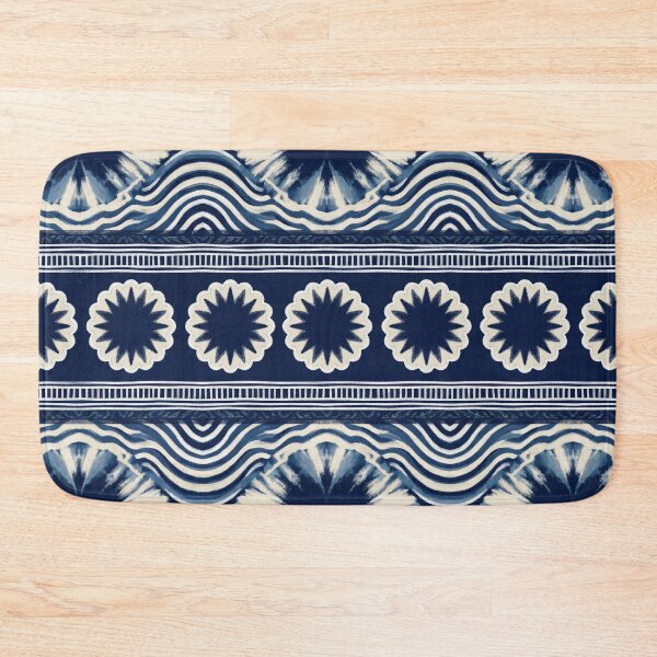 Item preview, Indigo Shibori Boho Abstract Stripe designed and sold by arteresting-art.