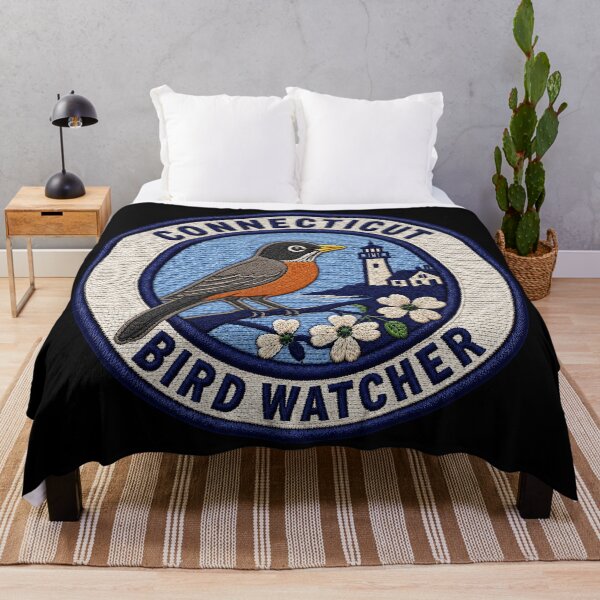 Item preview, Connecticut Bird Watcher – American Robin Coastal Patch designed and sold by The-Drip-Studio.