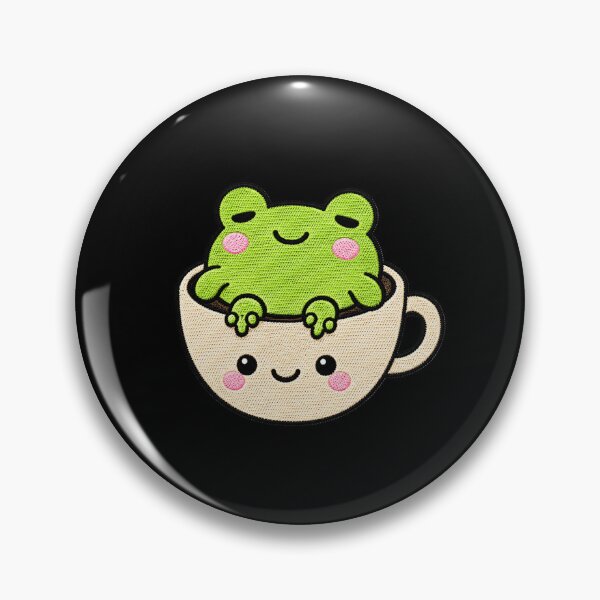 Item preview, Lazy Frog Coffee Cup Kawaii Embroidery Patch designed and sold by ColorSplash123.