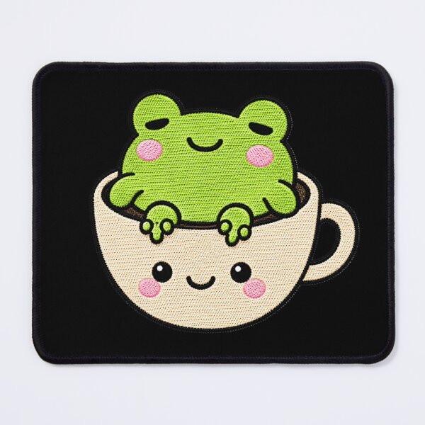 Item preview, Lazy Frog Coffee Cup Kawaii Embroidery Patch designed and sold by ColorSplash123.