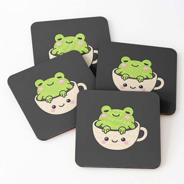Item preview, Lazy Frog Coffee Cup Kawaii Embroidery Patch designed and sold by ColorSplash123.