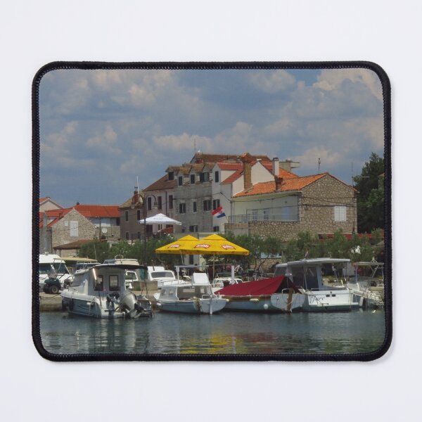 Item preview, Boats & Parasols Zlarin Harbour, Croatia designed and sold by wiggyofipswich.