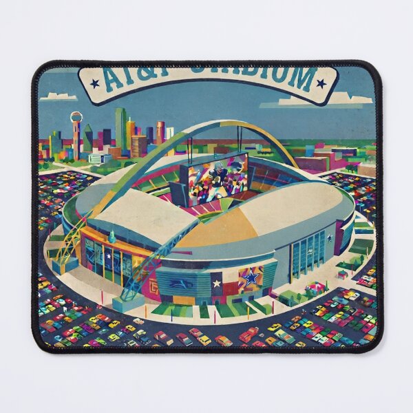 Item preview, AT&T Stadium Retro Art Poster - David Hockney Style Square Print designed and sold by subjectivityxx.