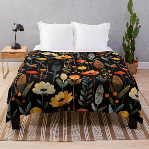 Item preview, Dark Florals Anthology – Retro Nordic Botanical Amber Blooms designed and sold by Whimsical Wayfarer.