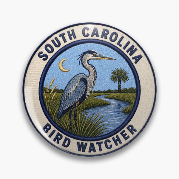 Item preview, South Carolina Bird Watcher – Great Blue Heron Marsh Patch designed and sold by The-Drip-Studio.