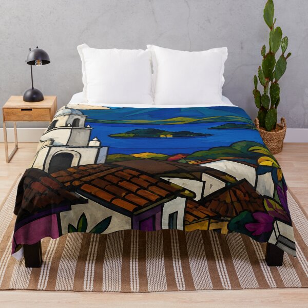 Item preview, El Salvador Volcano & Colonial Town – Colorful Salvadoran Travel Art designed and sold by GutyzDesignsES.