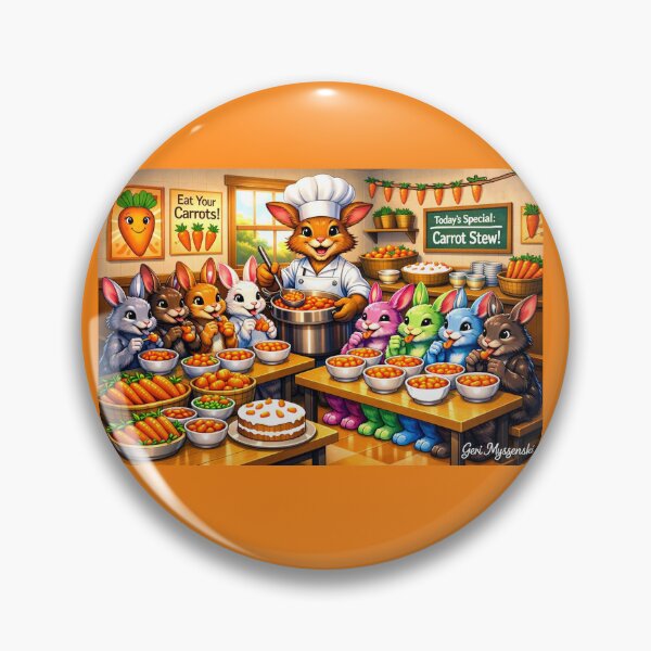 Item preview, Rabbit Lunchroom Feast – Chef Bunny & Carrot Stew Cartoon designed and sold by The Art Queen Of Michigan .