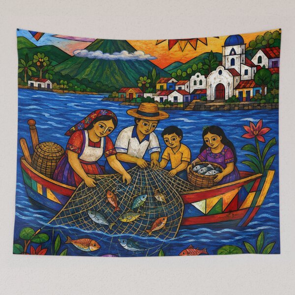 Item preview, El Salvador Fishing Village – Colorful Salvadoran Folk Art & Heritage designed and sold by GutyzDesignsES.