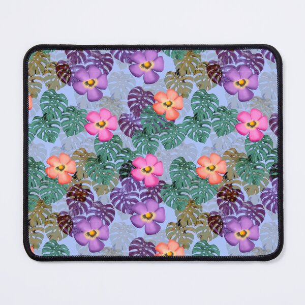 Item preview, Tropical floral pattern blue background  designed and sold by tornasolhaze.