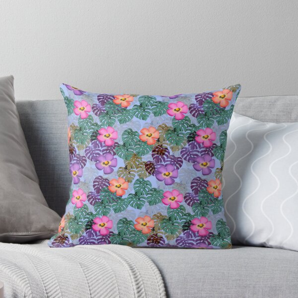 Item preview, Tropical floral pattern blue background  designed and sold by tornasolhaze.