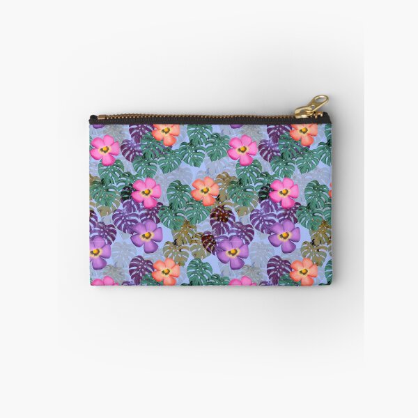 Item preview, Tropical floral pattern blue background  designed and sold by tornasolhaze.