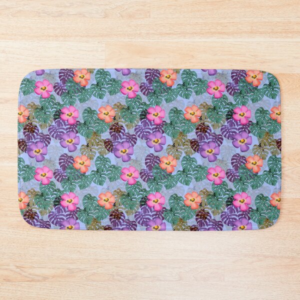 Item preview, Tropical floral pattern blue background  designed and sold by tornasolhaze.