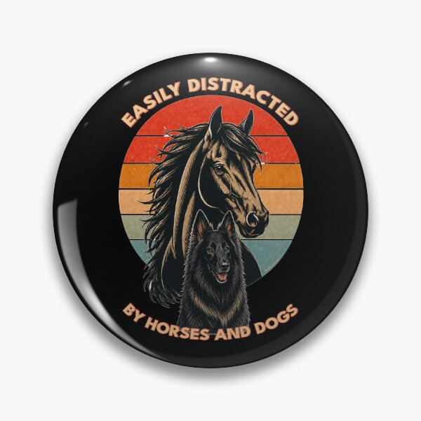 Item preview, Easily Distracted by Horses and Dogs | Belgian Shepherd | Retro Sunset Vintage Country Farm Life Graphic designed and sold by Made by Tamar.