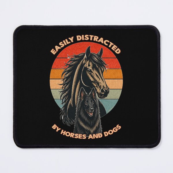 Item preview, Easily Distracted by Horses and Dogs | Belgian Shepherd | Retro Sunset Vintage Country Farm Life Graphic designed and sold by Made by Tamar.