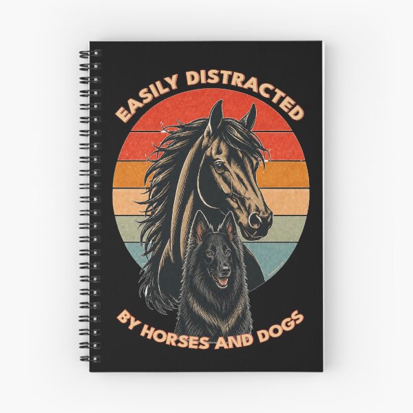 Item preview, Easily Distracted by Horses and Dogs | Belgian Shepherd | Retro Sunset Vintage Country Farm Life Graphic designed and sold by Made by Tamar.