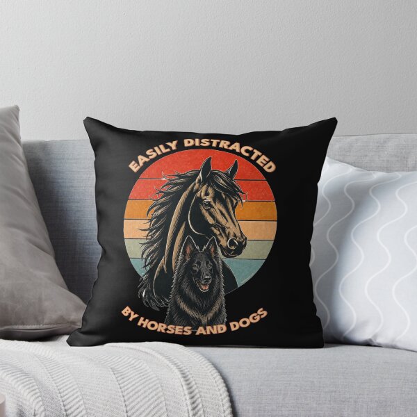Item preview, Easily Distracted by Horses and Dogs | Belgian Shepherd | Retro Sunset Vintage Country Farm Life Graphic designed and sold by Made by Tamar.
