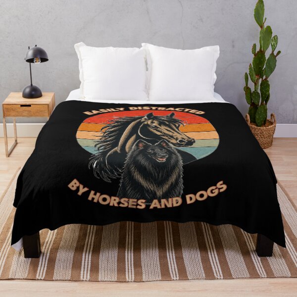 Item preview, Easily Distracted by Horses and Dogs | Belgian Shepherd | Retro Sunset Vintage Country Farm Life Graphic designed and sold by Made by Tamar.