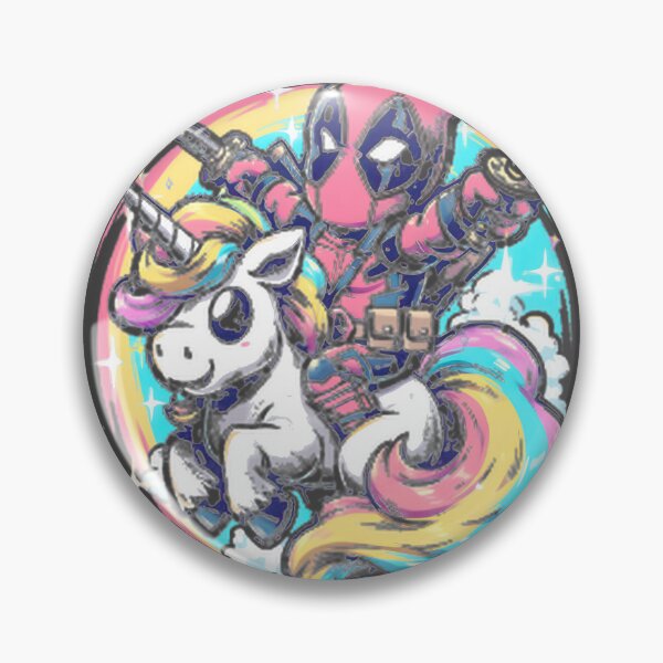 Item preview, Deadpool Riding Colorful Unicorn Chibi LIMITED EDITION designed and sold by NewVision-Shop.