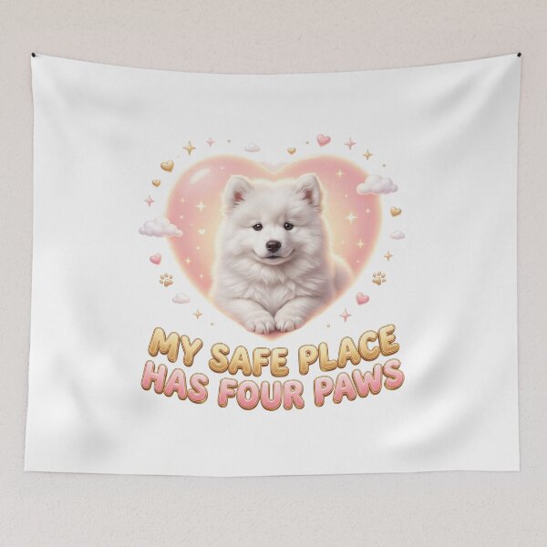 Item preview, Safe Place Samoyed Heartwarming Dog Art designed and sold by pradeepvisuals.