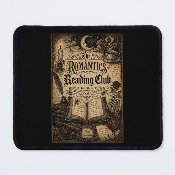 Item preview, The Romantics Reading Club Dark Academia Typography Poster | Book Lover Vintage Art designed and sold by Fanverse Merchandise.