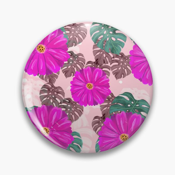 Item preview, Tropical floral pattern pink background  designed and sold by tornasolhaze.