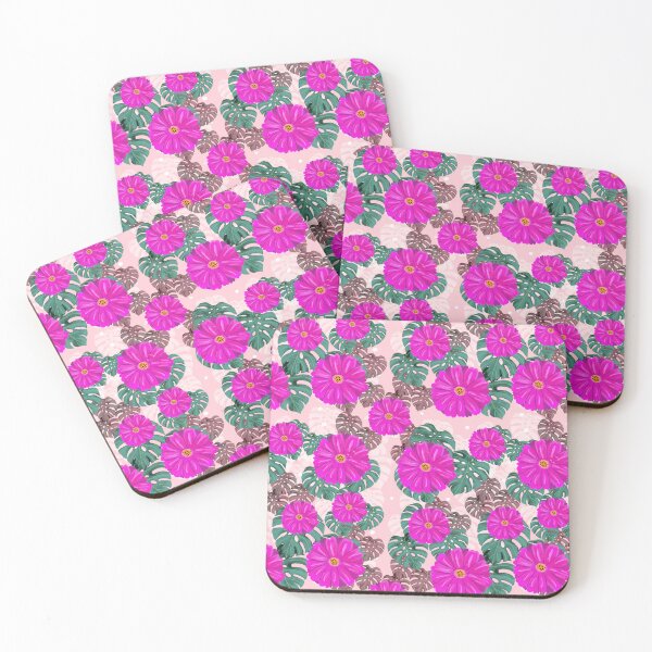 Item preview, Tropical floral pattern pink background  designed and sold by tornasolhaze.