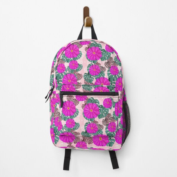Item preview, Tropical floral pattern pink background designed and sold by tornasolhaze.