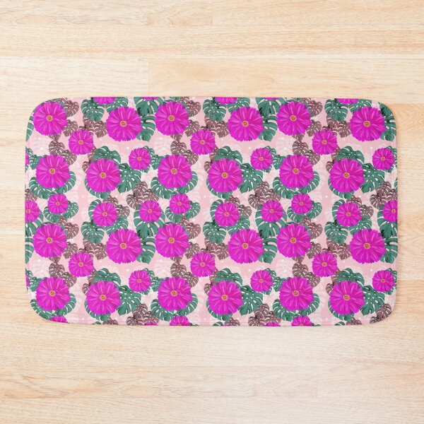 Item preview, Tropical floral pattern pink background  designed and sold by tornasolhaze.