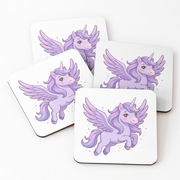 Item preview, Cute Magic Purple Unicorn Pegasus with Glitter Stars Sticker Art designed and sold by KaleeDesigns.