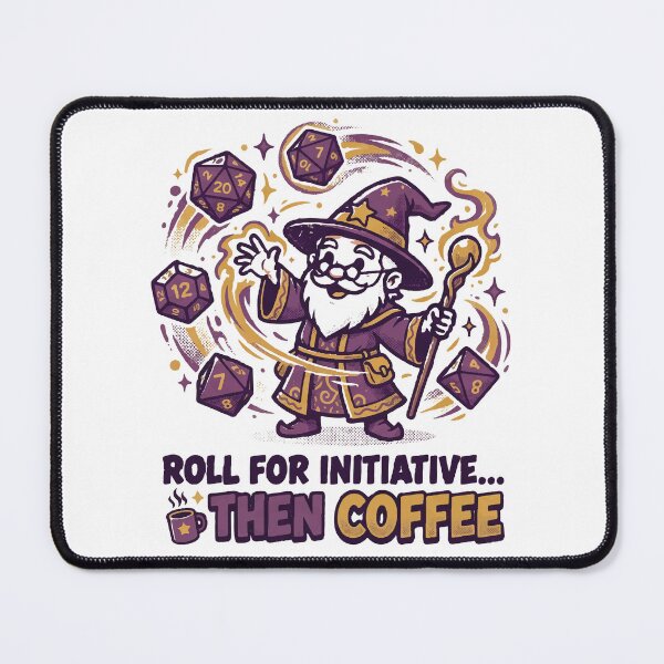Item preview, Roll For Initiative Then Coffee Funny Tabletop RPG Wizard designed and sold by AmberlightArt.